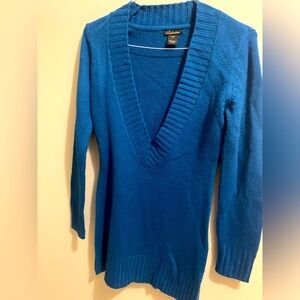 Long V-Neck Blue Sweater